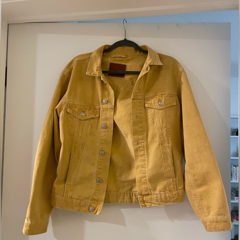 ZARA - Oversized Denim Jean Jacket - Yellow - Size XS